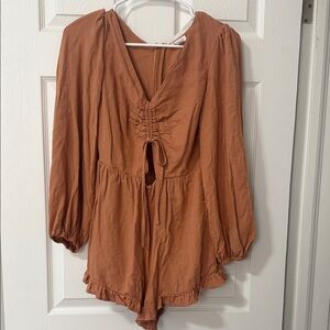 Le Lis shimmery Terracotta Long Sleeve Romper
